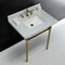 Fauceture Dreyfuss 30" Console Sink W/ SS Leg (8", 3 Hole), Marble White/ Brass KVPB30M8SQ7ST - alternate 3